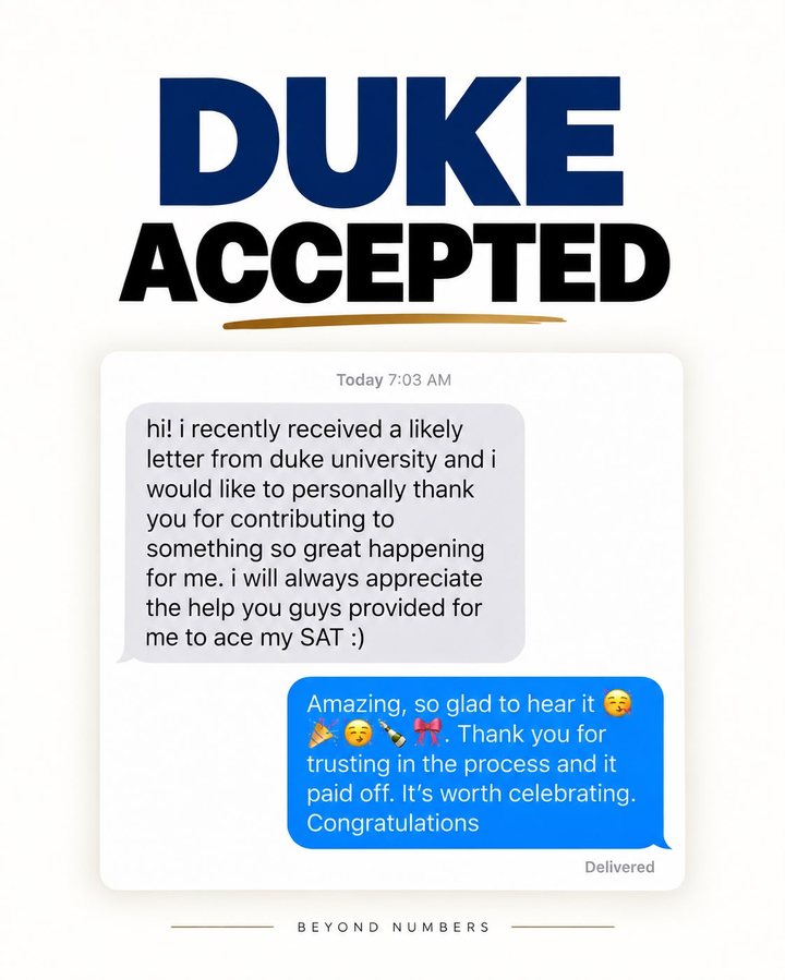 Duke accepted: student thank-you message